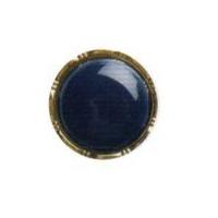 Hemline Round Solid Colour Buttons with Metallic Edge 15mm Navy