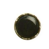 Hemline Round Solid Colour Buttons with Metallic Edge 17.5mm Black