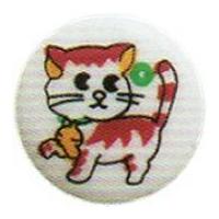 Hemline Round White Buttons with Cartoon Cat Image 15mm White/Multicoloured