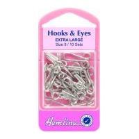 Hemline Hook & Eye Fastenings Silver