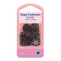 Hemline Sew On Plastic Press Snap Fasteners Black