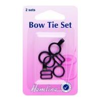 Hemline Bow Tie Fastener Set Black