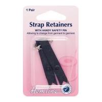 Hemline Shoulder Strap Retainers with Safety Pin Black