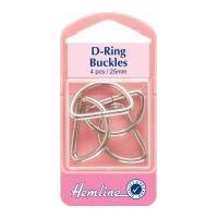 Hemline Metal D Rings Nickel Silver