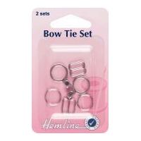 Hemline Bow Tie Fastener Set Silver