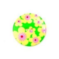 Hemline Floral Design Round Buttons 22.5mm Green/Yellow