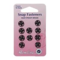 Hemline Sew On Metal Press Snap Fasteners Black