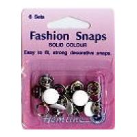 Hemline Solid Top Snap On Press Fasteners Kit with Tool White