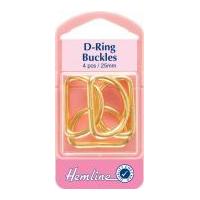 Hemline Metal D Rings Brass Gold