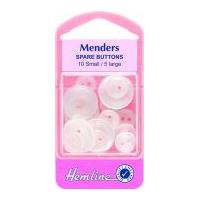 Hemline Sewing Repair Mender Buttons White