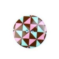 Hemline Geometric Design Round Buttons 22.5mm Pink/Blue/Brown