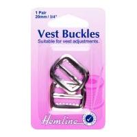 Hemline Vest Waistcoat Buckle Fastener 20mm Silver