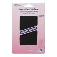 hemline iron on repair mending polycotton fabric 12cm x 44cm black