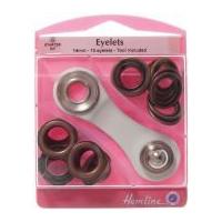 hemline metal eyelets kit with tool 14mm bronze