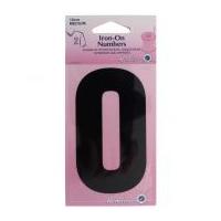 Hemline Iron On Number Motif Applique Black Number 0