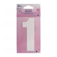 Hemline Iron On Number Motif Applique White Number 1