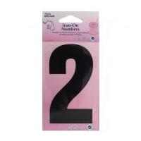 Hemline Iron On Number Motif Applique Black Number 2