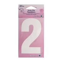 Hemline Iron On Number Motif Applique White Number 2