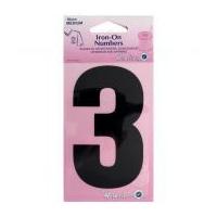 Hemline Iron On Number Motif Applique Black Number 3