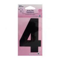 Hemline Iron On Number Motif Applique Black Number 4