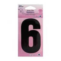 Hemline Iron On Number Motif Applique Black Number 6