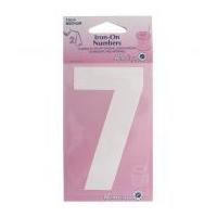 Hemline Iron On Number Motif Applique White Number 7