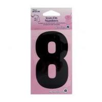 Hemline Iron On Number Motif Applique Black Number 8