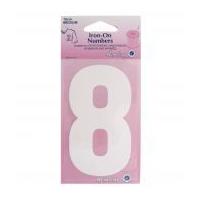 Hemline Iron On Number Motif Applique White Number 8