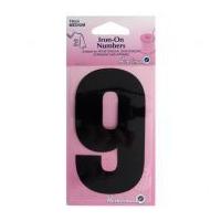 Hemline Iron On Number Motif Applique Black Number 9