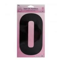 Hemline Iron On Number Motif Applique Black Number 0