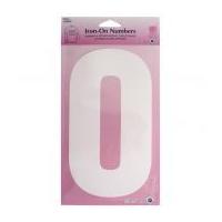 Hemline Iron On Number Motif Applique White Number 0