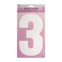 Hemline Iron On Number Motif Applique White Number 3