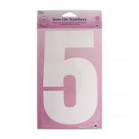 Hemline Iron On Number Motif Applique White Number 5