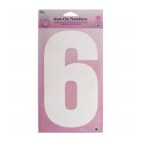 Hemline Iron On Number Motif Applique White Number 6