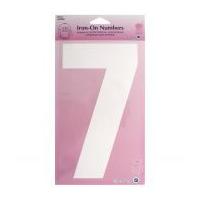 Hemline Iron On Number Motif Applique White Number 7