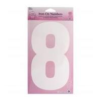 Hemline Iron On Number Motif Applique White Number 8