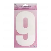 Hemline Iron On Number Motif Applique White Number 9