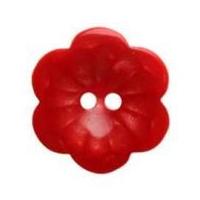Hemline Flower Shaped Two Hole Buttons 17.5mm Red