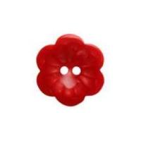 Hemline Flower Shaped Two Hole Buttons 15mm Red