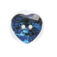 Hemline Heart Faceted Gem Like Buttons 16mm Royal Blue