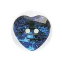 Hemline Heart Faceted Gem Like Buttons 20mm Royal Blue