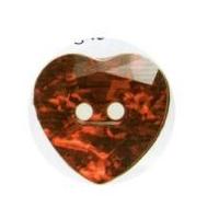 Hemline Heart Faceted Gem Like Buttons 20mm Red