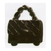 Hemline Handbag Purse Shaped Buttons Black