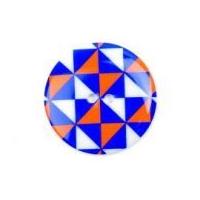 Hemline Geometric Design Round Buttons 22.5mm Blue/Orange/White