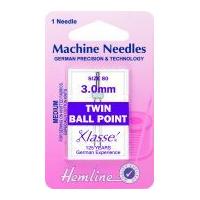 Hemline Twin Ball Point Universal Sewing Machine Needles