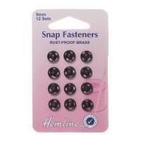 Hemline Sew On Metal Press Snap Fasteners Black