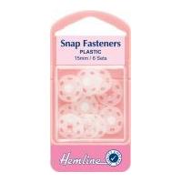 Hemline Sew On Plastic Press Snap Fasteners Clear/White