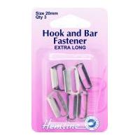 hemline extra long hook bar fasteners 20mm silver