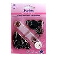 Hemline Metal Eyelets Kit with Tool 8.7mm Black
