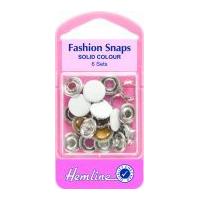 Hemline Solid Top Snap On Press Fasteners Refill Pack 11mm White